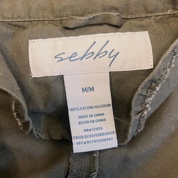 Sebby Army Green Utility Cargo Vest Size Medium Zip Up W/ Drawstring Waist‎ - Picture 4 of 7